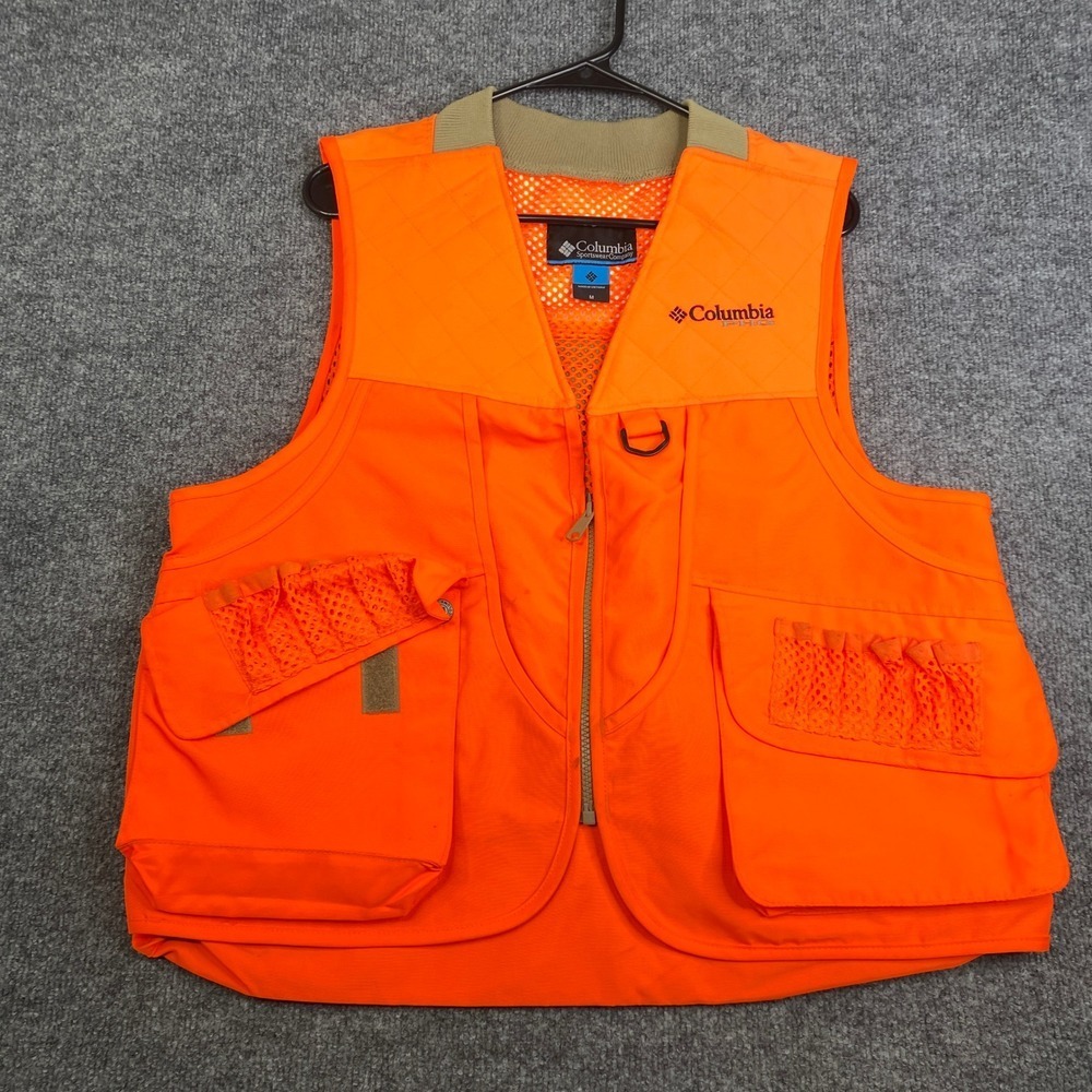 Columbia PHG Mens Hunting Vest Blaze Orange Mesh Game Bag HM1213 Size M